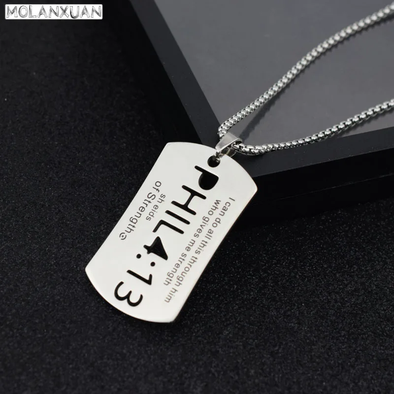 

Новое модное дизайнерское ожерелье с надписью в стиле милитари из нержавеющей стали, длинное ожерелье квадратной формы для мужчин и женщин,...