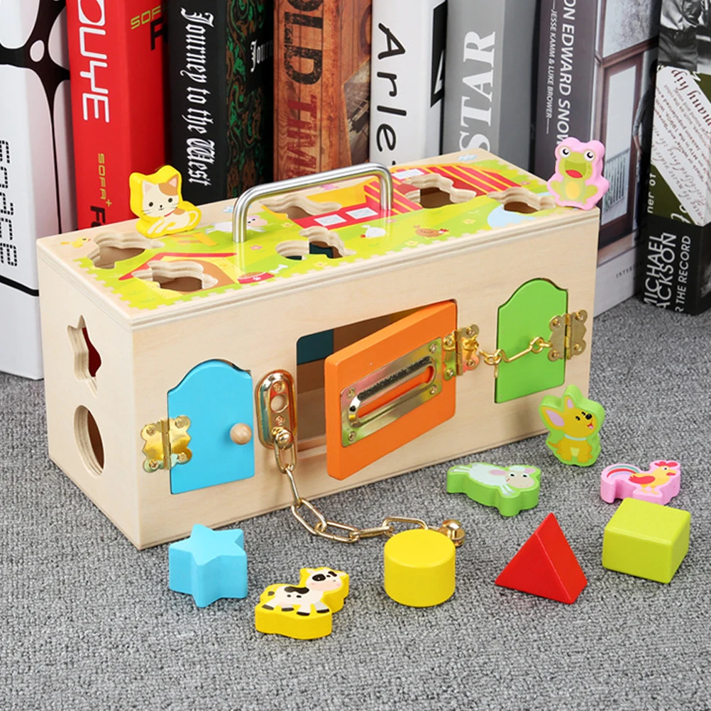 Разноцветная коробка с замком деревянный сарай в виде животных Детская