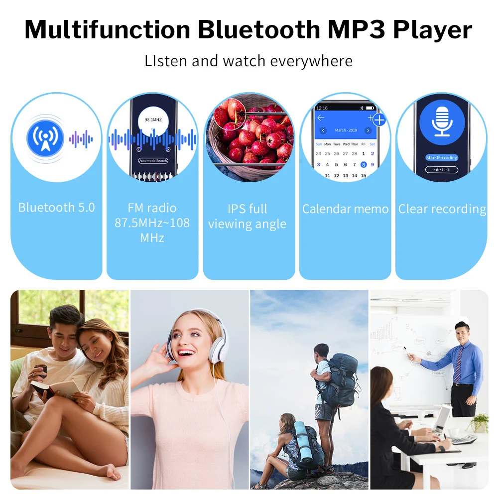 Deelife сенсорный экран MP3 портативный музыкальный плеер с 3 5 дюймовым fm радио видео