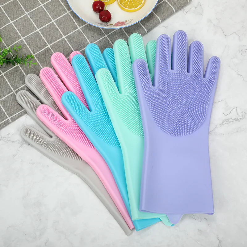 

1Pair Silicone Dishwashing Gloves Magic Silicon Cleaning Glove for Household Scrubber Rubber Kitchen Clean Tool Dish Wash Gloves