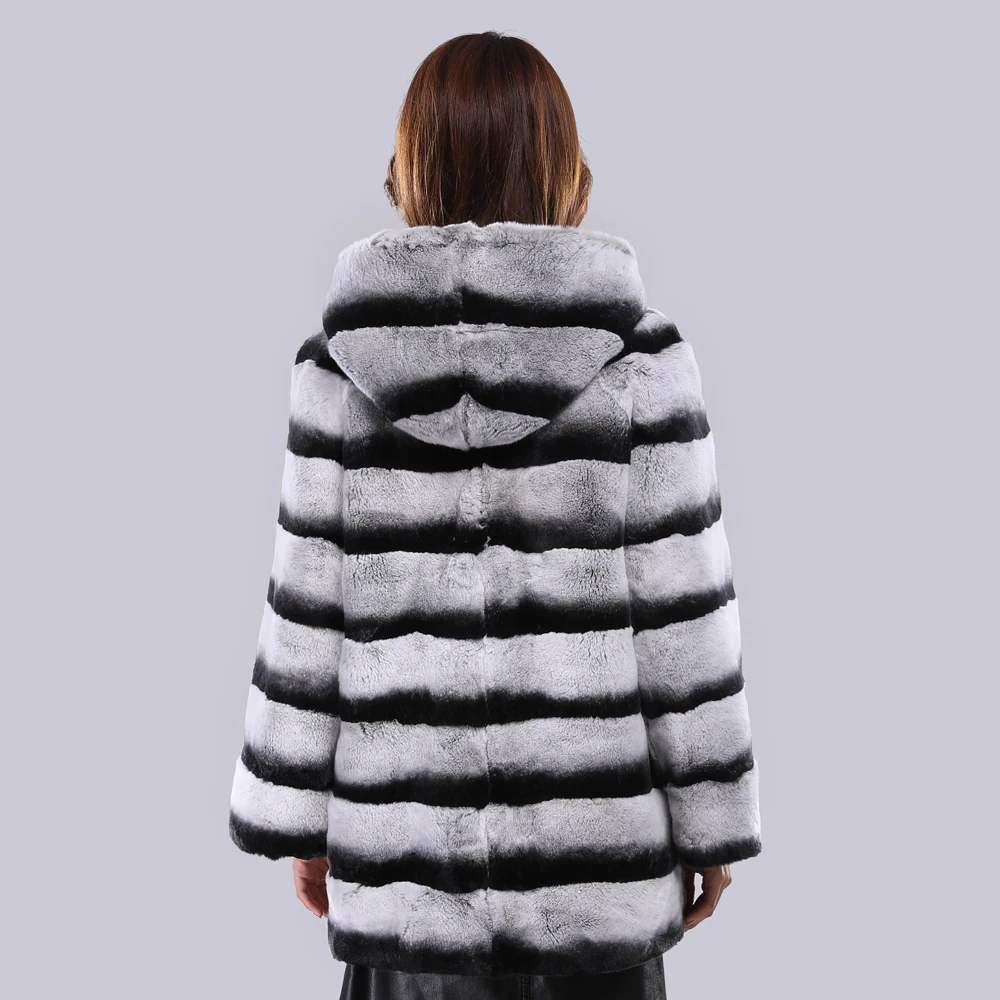 Женские зимние теплые шубы из Шиншиллы 100% натуральные меховые куртки кролика