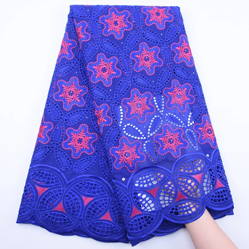 Королевский синий кружевной ткани высокого качества вышивка швейцарская вуаль
