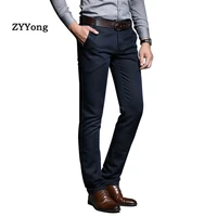 spring and autumn new mens slim casual pants office fashion business stretch trousers male brand pant large size black blue