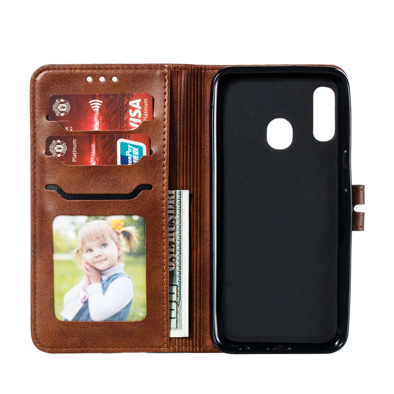 Кожаный чехол для samsung A20 A10 A30 A40 A50 A60 A70 A80 A90 A10e A20e чехол с кошкой классический стиль флип-бумажник чехлы для телефонов