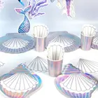 Русалка одноразовая посуда бумажные стаканчики ракушки тарелки под морем Декор для дня рождения для девочек с днем рождения детский душ