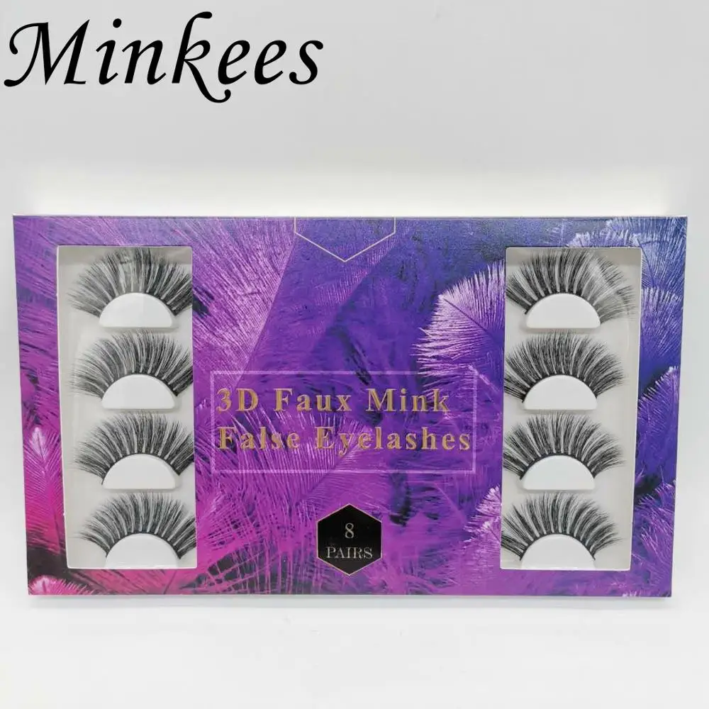 Minkees Новинка 8 пар искусственные норковые ресницы натуральные толстые для глаз