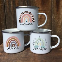 rainbow enamel mugs creative personalized mug for kids drink coffee water juice milk cups handle drinkware birthday gift for her