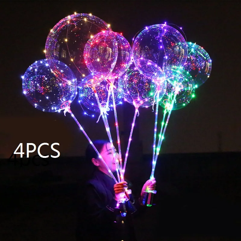 colorful led balloon 4 шт. прозрачные коробки с буквами, воздушные шары, рождественские подарочные коробки, вечерние кубики для дня рождения, детские товары для свадьбы, украшения для девочек - Цвет: colorful led balloon