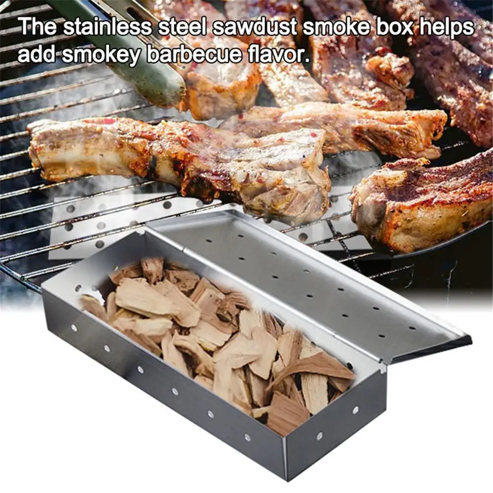 Древесная стружка барбекю коптильня коробка для крытого уличного угля газ гриль