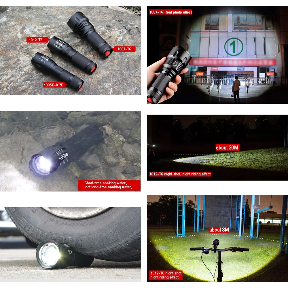 Перезаряжаемые светодиодные фонарики высокой мощности масштабируемые