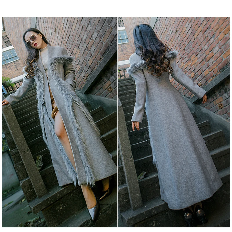 Зимняя одежда с длинными Шерстяное пальто женская длинным рукавом кисточками из