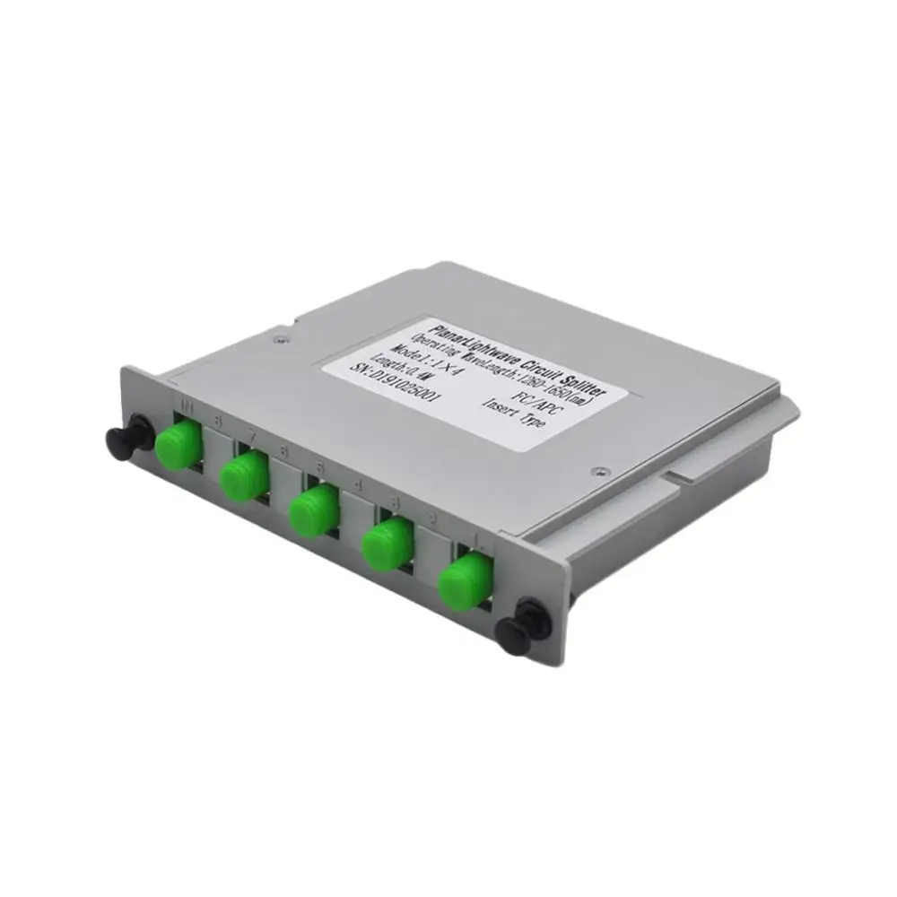 

High Reliability FC /APC Fiber Optic Splitter 1x4 Optical PLC Splitter Cassette Box Card Inserting Type Optical FTTH PLC Splitte