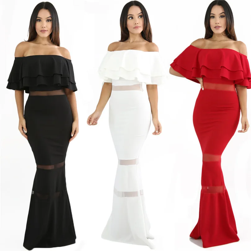 Женское вечернее Платье облегающее элегантное тонкий с открытыми плечами