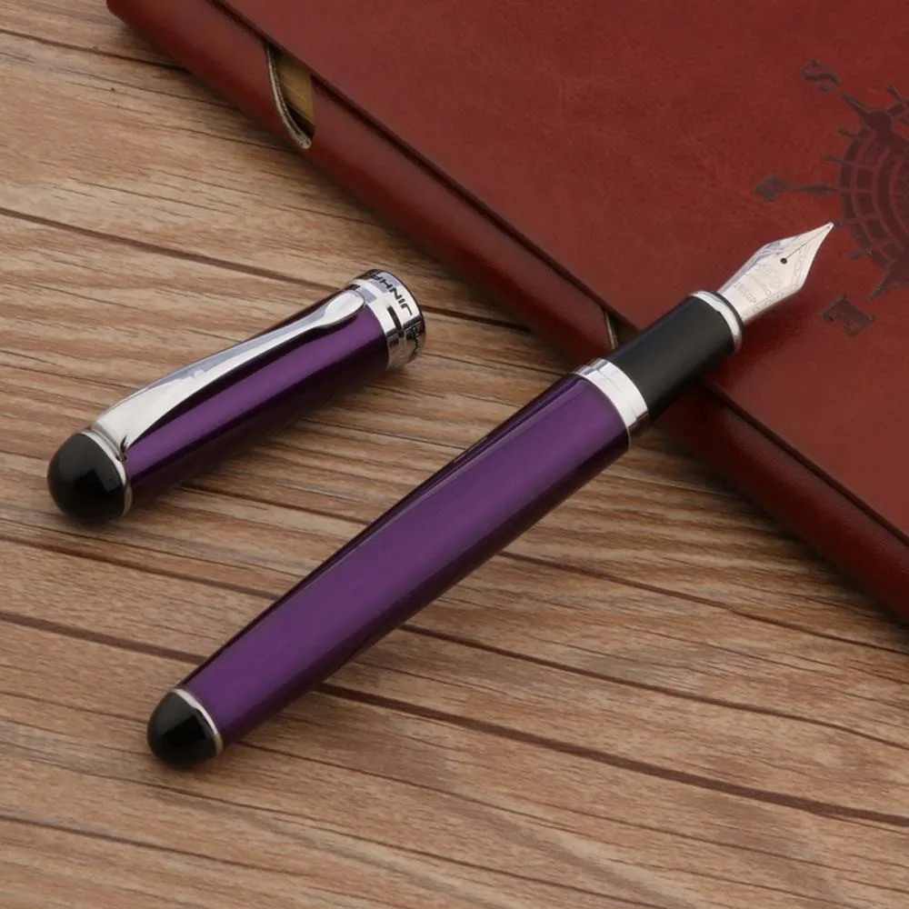 Jinhao X750 перьевая ручка металлическая фиолетовый Серебряный изгиб Перо Чернила