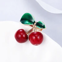 maikale charm red green enamel cherry brooch pins flower brooches for women girls collar suit shawl shirt party accessories gift