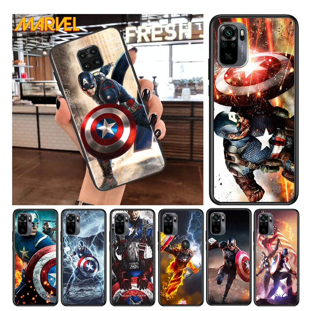

Captain America cool for Xiaomi Redmi Note 10 10S 9 9T 9S 9Pro Max 8T 8Pro 8 7 6 5 Pro 5A 4X 4 Soft Black Phone Case