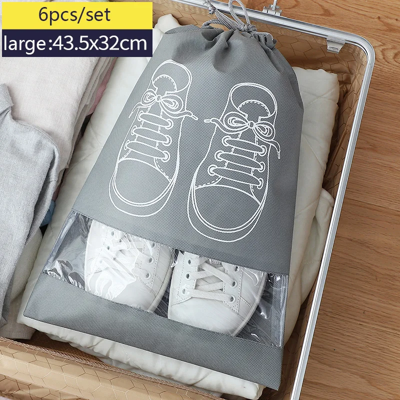 Gray print Мешок для обуви, пылезащитный мешок для обслуживания, чехол для обуви, пакет, карман на шнурке, карман для багажа, защитный мешок для обуви, пылезащитный - Цвет: Gray print