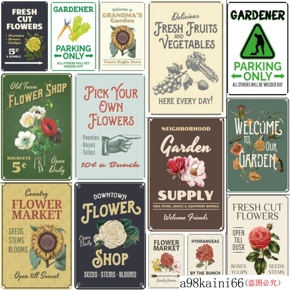 Цветочный рынок Подсолнух Ретро жестяной знак Декор для дома ресторана кафе обои