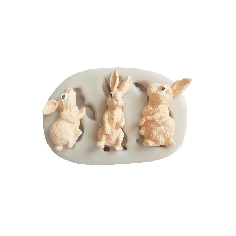 

3 Rabbit Sahpe Silicone Mold For Fondant Chocolate Epoxy Sugarcraft Mould Pastry Cupcake Decorating Kitchen Accessories