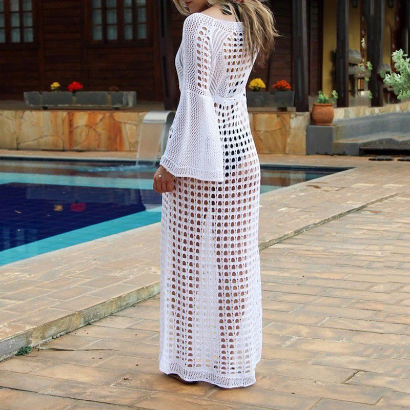 Женское пляжное платье-туника с высоким разрезом летняя пляжная одежда для