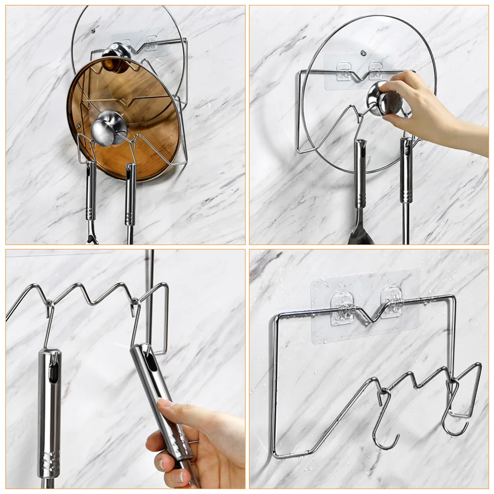 

Wall-mounted Pot Lid Drying Racks Pot Cover Storage Holders (Steel Color)