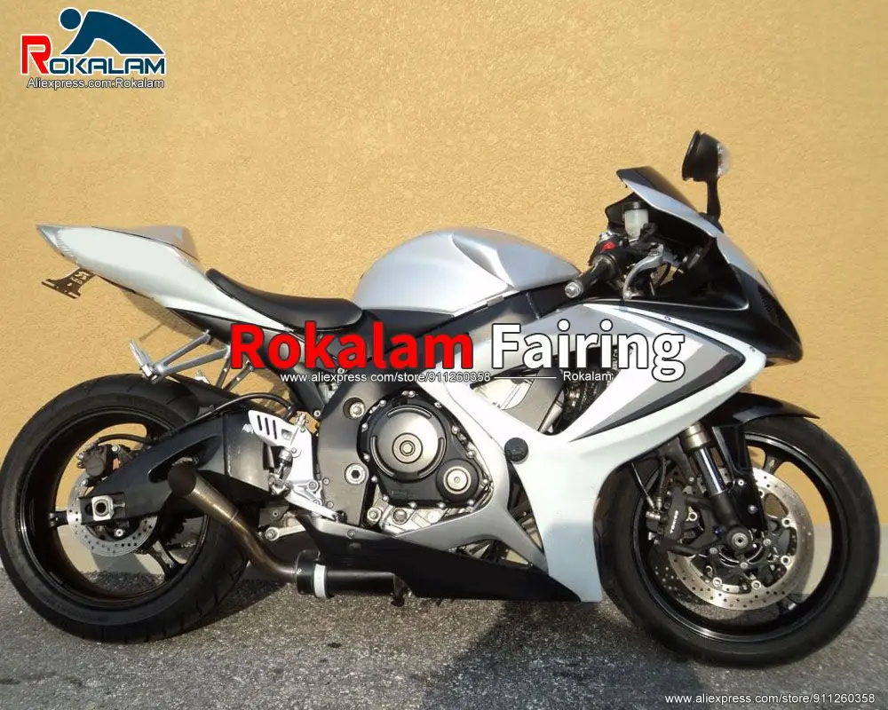 

For Suzuki GSXR600 GSXR750 K6 2006 2007 GSXR750/600 06 07 Silver White Motorcycle Aftermarket Fairing Kit (Injection Molding)