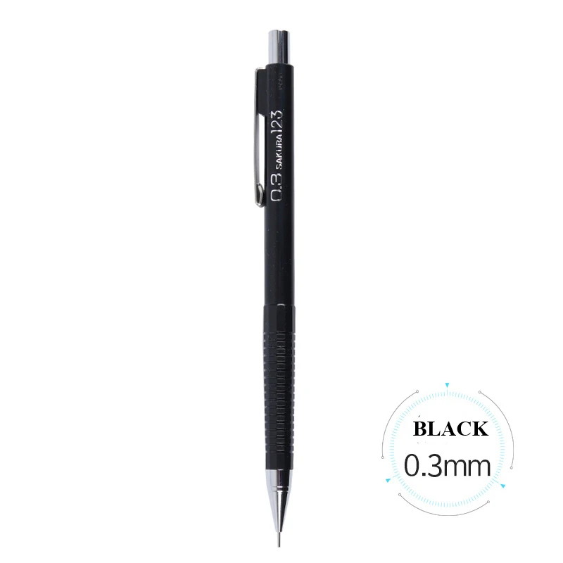 0.3mm Black SAKURA XS-125 механический автоматический карандаш Карандаш для занятий 0,3/0,5/0,7/0,9 мм для рисования и письма офисные школьные принадлежности - Цвет: 0.3mm Black