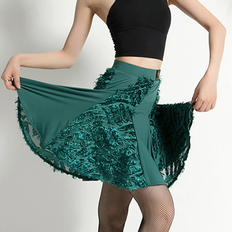 Новая женская юбка для Танцы шифоновая короткая латинский танец Практика одежда