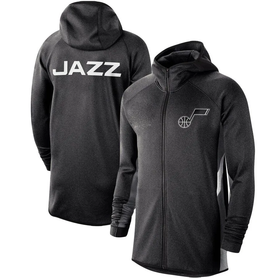 

Men Utah Heather Black Authentic Showtime Therma Flex Performance Full-Zip Hoodie