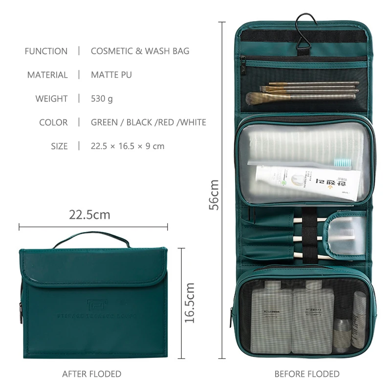

Folding Hanging Detachable Travel Wash Bag Portable Waterproof Cosmetic Organizer Luxury Makeup Box for Men&Women Toiletry Pouch