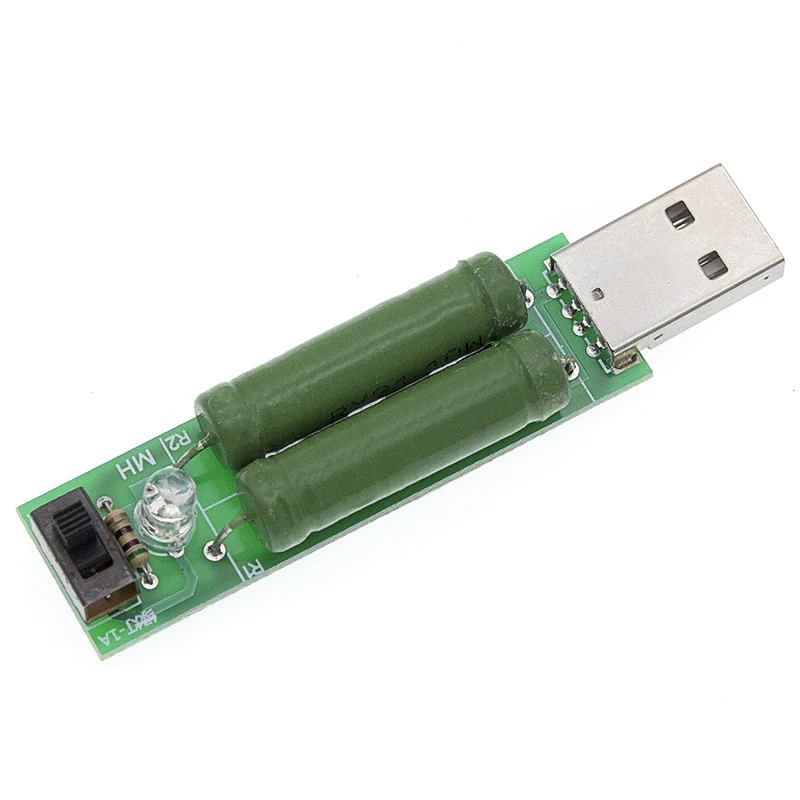 USB Port Mini Discharge Load Resistor Digital Current Voltage Meter Tester 2A/1A With Switch 1A Green Led / 2A Red | Электронные