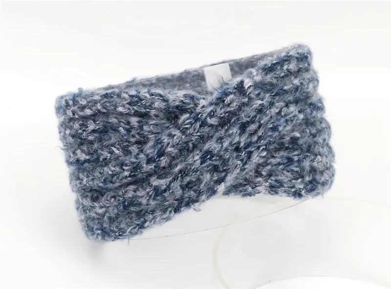 

Winter Warmer Headband Women Fashion Wool Knitted Headband Crochet Bow Wide Stretch Turban Headwrap Lady Women Hair Accessories
