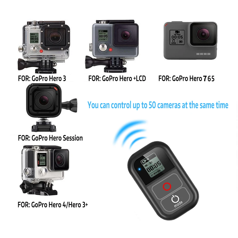 Пульт дистанционного управления для GoPro Hero 8 7 6 5 Black 5 4 Session 3+ с креплением на запястье для GoPro 8 7 5 Аксессуары для камеры