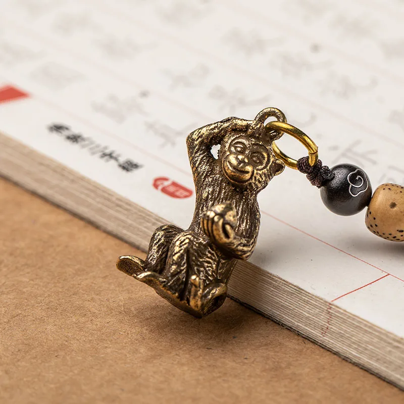 Животное обезьяна латунный кулон брелок для автомобиля винтажный роскошный