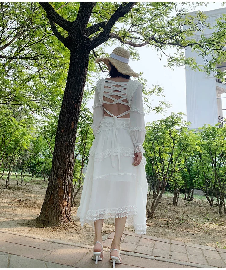 Летнее платье-миди Tingfly дизайнерское подиумное платье с вырезом открытой спиной