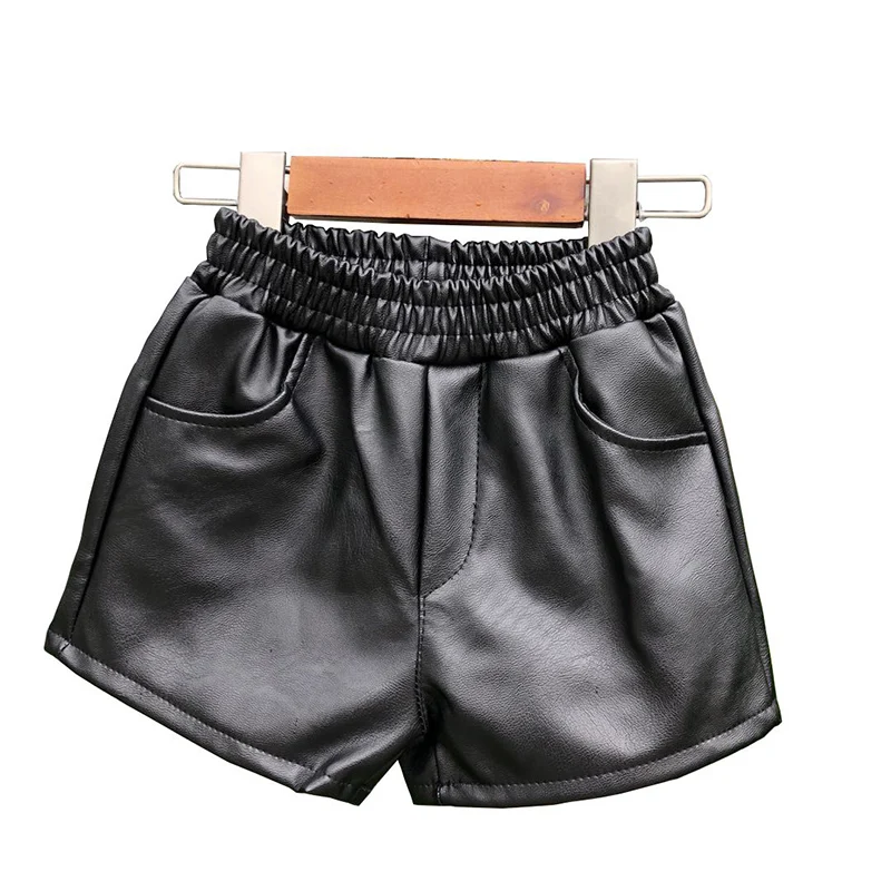 Детские шорты из искусственной кожи одежда для маленьких девочек детские черные