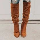 Женские флоковые сапоги на квадратном каблуке, на молнии