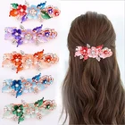 Заколка для волос для женщин и девушек, элегантный зажим для Стразы с цветами из смолы, Симпатичные шпильки, аксессуары для волос, подарок