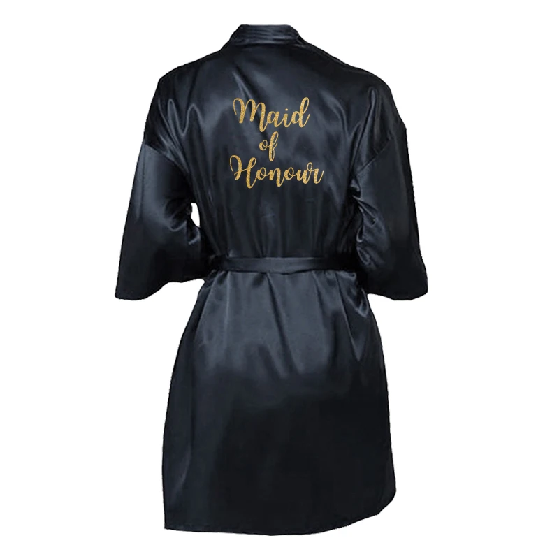 Блестящие Серебристые/золотистые халаты с принтом для невесты женский халат