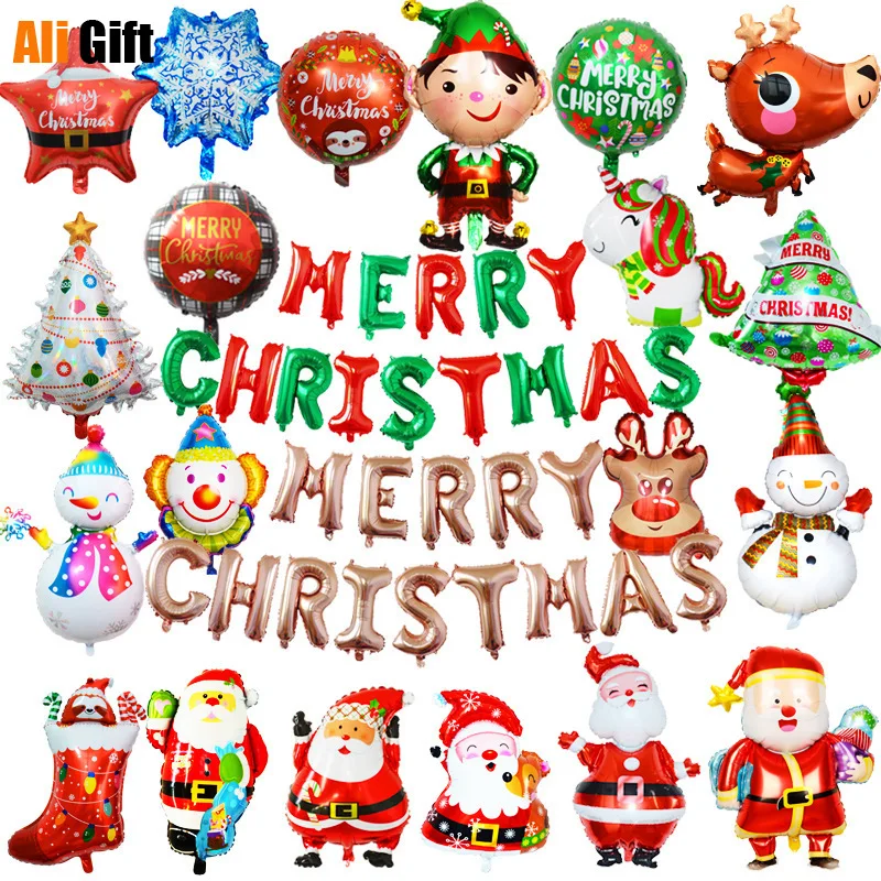 

Merry Christmas Balloons Set Home Decorations Xmas Decor Foil Balloon Santa Claus Party Supplies Decoration Gift