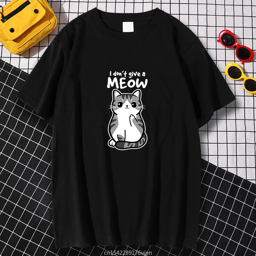 

Vintage Black And White Cat Printing Men'S Tshirt Pattern Short Sleeved Kohpweran Graphic Oversized Tops Tees