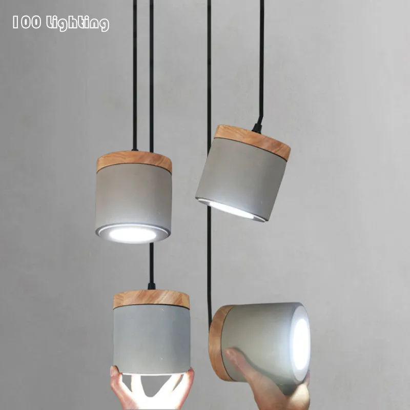 

Modern Cement/Wood Loft LED Pendant Lamp Dining room Hanging Lamp Bar Bedside Chandeliers Lighting Minimalist Nordic Luminaire