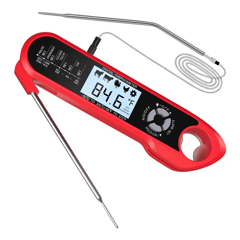 

Meat Thermometer Double Probes Barbecue Food Thermometer Digital Portable Picnic Temperature Gauge
