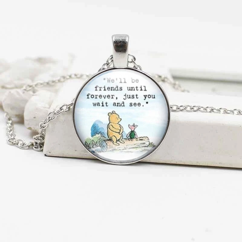 Классический вини медведь и свинья кристалл ожерелье из стекла винтажный сплав