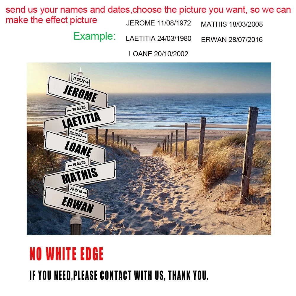 Персонализированный пересечение уличный знак 2-5 имена/дата Холст Картина