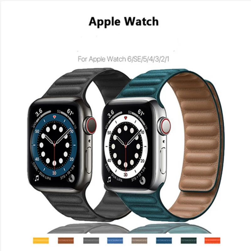 

Leather link loop strap For apple watch band 44mm 40mm iWatch series 6 SE 5 4 3 2 1 watchbands bracelet 42mm 38mm Wristbands