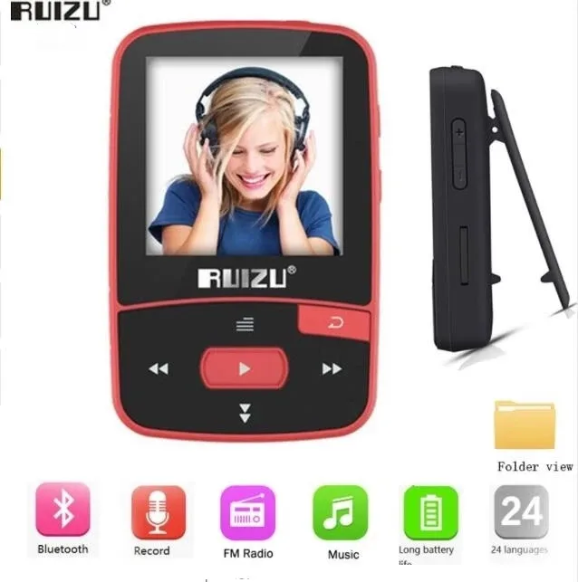 Ruizu X50 спортивный зажим Bluetooth MP3 MP4 музыкальный плеер RUIZU 1 5 дюймов экран с FM радио