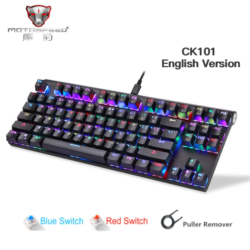 Motospeed CK101 Проводная Механическая клавиатура металлическая 87 клавиш RGB игровая