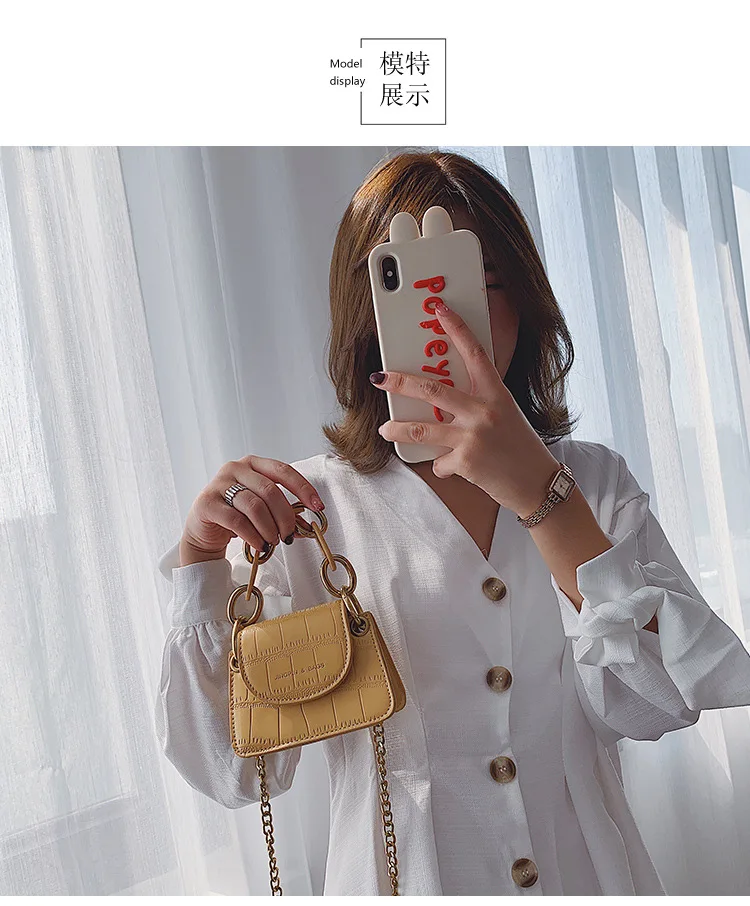 Fashion Mini Saddle Women Shoulder Bags Designer Brand Acrylic Chain Handbags Luxury Pu Leather Female Crossbody Bag Small Purse