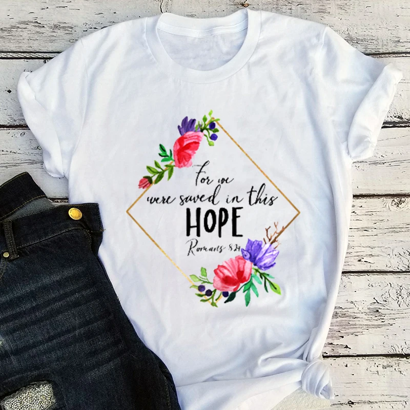 Футболка графическая с надписью Hope Flower женская христианская одежда изображением
